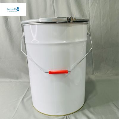5 Gallon Tin Bucket With Lock Ring White Coated Printing CMYK 20 Litri OEM Pacco