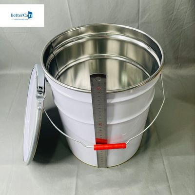 5 Gallon Tin Bucket With Lock Ring White Coated Printing CMYK 20 Litri OEM Pacco